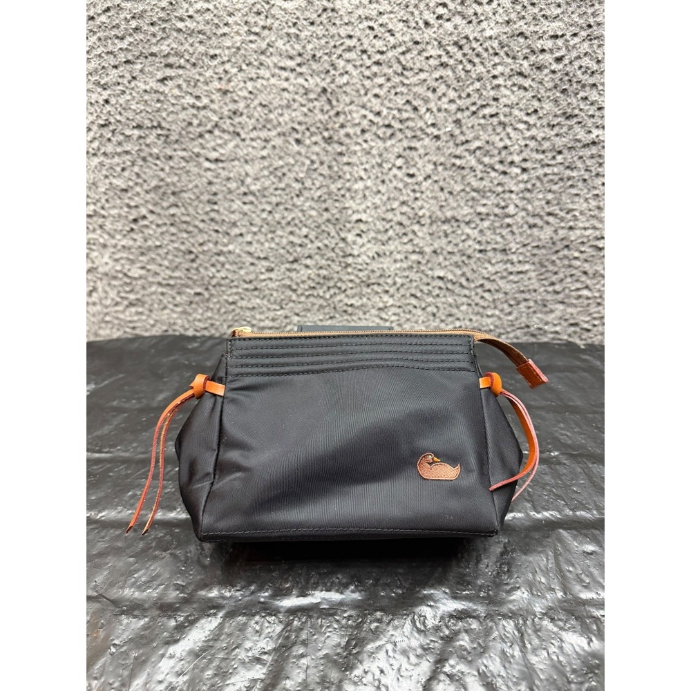 Dooney & Bourke Logo Nylon Leather Trim Pouchette Baguette Bag Purse Black As Is
